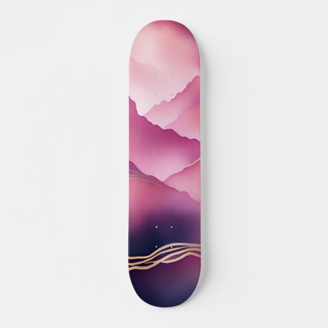 Rosa Guld Metallic Marble Stone Mini Skateboard Bräda 18,5 Cm (Framsida)