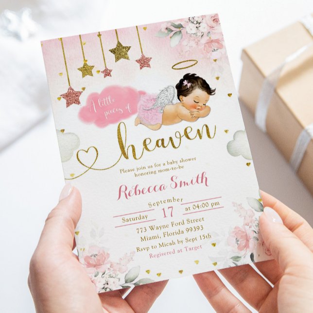 Rosa Guld mexikanska Baby Angel Baby Shower Inbjudningar (Skapare uppladdad)