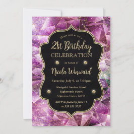 Rosa & Guld Midnight Crystal Galaxy 21:a födelseda Inbjudningar