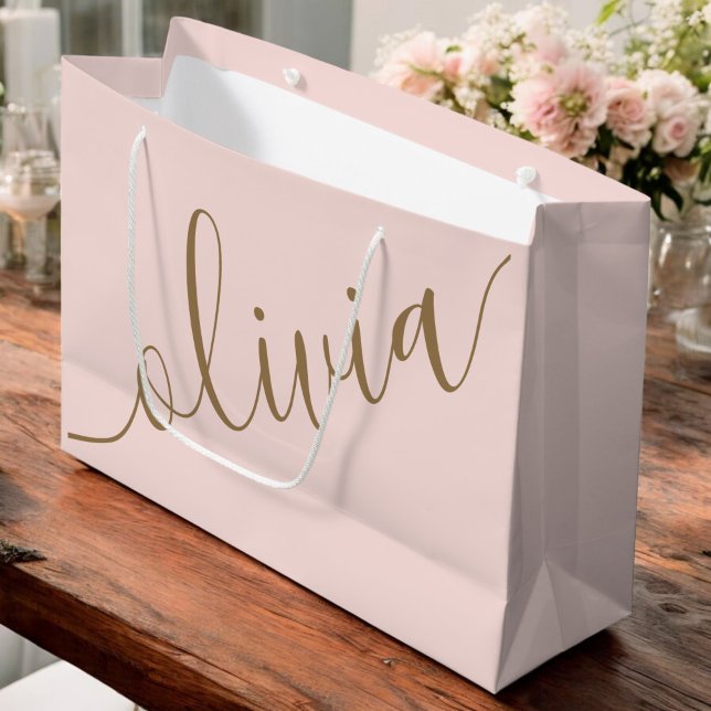 Rosa Guld minimalistisk modern monogramElegant (Skapare uppladdad)