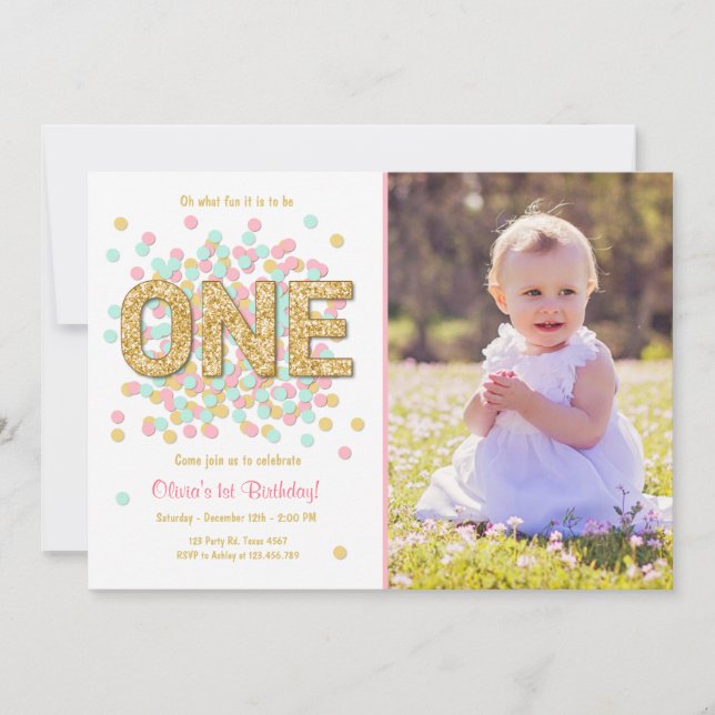 Rosa guld- mint för första inbjudningar (Framsida)