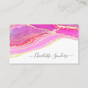 Rosa Guld Modern Art Liquid Bläck Watercolor Visitkort