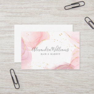 Rosa Guld Modern Art Liquid Watercolor Business Ca Visitkort