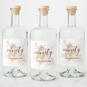 Rosa Guld Modern Chic 90:e födelsedagskalligrafi Spritflaskor Etikett