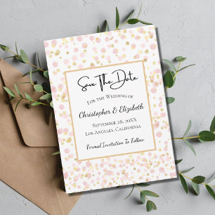 Rosa Guld Modern Chic Bröllop Spara Datumet