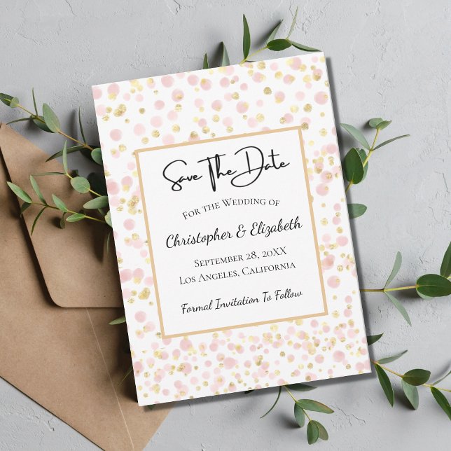 Rosa Guld Modern Chic Bröllop Spara Datumet (Skapare uppladdad)