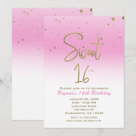 Rosa & Guld Modern Glam SWEET 16 Födelsedagsfest Inbjudningar