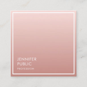 Rosa Guld Modern Minimalistisk Mall Elegant Fyrkantigt Visitkort
