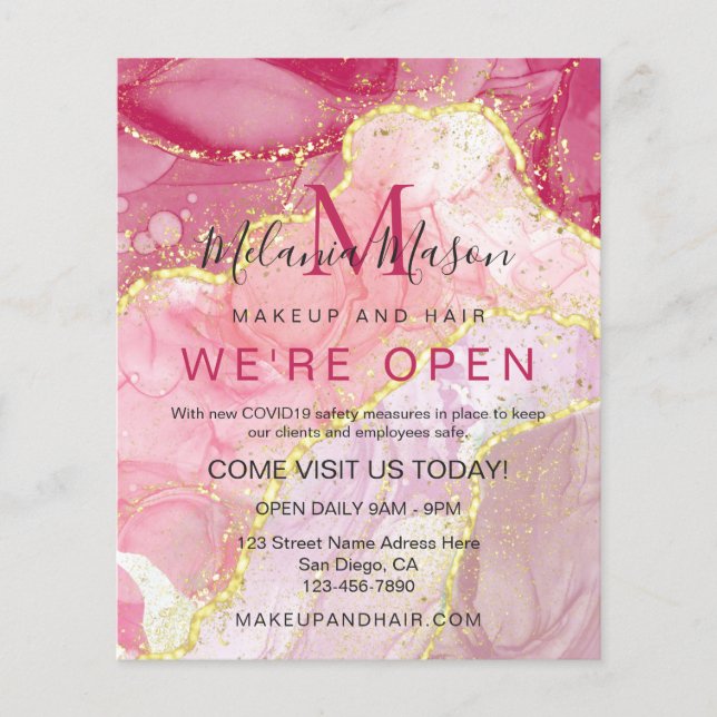 Rosa Guld Modern Vätskefärg Alkohol Bläck Art Flygblad (Framsidan)