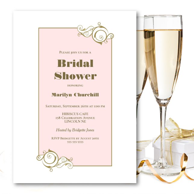 Rosa Guld Möhippa Inbjudningar (Skapare uppladdad)