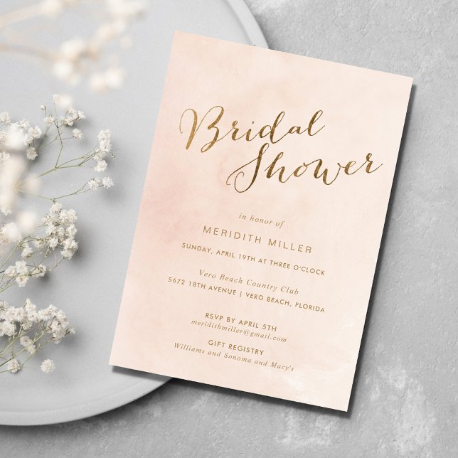 Rosa Guld Möhippa Party Inbjudningar (Pink Gold Bridal Shower Party Invitation)