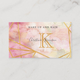 Rosa Guld Monogram Blommigt Makeup Artist Hair Sal Visitkort