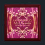 Rosa Guld Monogram Bröllop-årsdag - Giftbox Minnesask<br><div class="desc">Unik och Snyggt digital snöre i lila rosa och guld-design - Exquisite and elegant personligt bröllp, Anniury eller förlovning present. Anpassa med namn, årsdag och monogram eller siffror - som är gjorda i en underbar presentlåda av trä till behållans trinketer, smyckeskrin för dina speciella nyckelköer. Gör en underbar gåva -...</div>