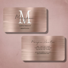 Rosa Guld Monogram Elegant Modern Visitkort