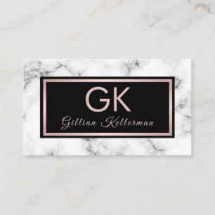 Rosa guld- Monogram för moderiktig marmor Visitkort