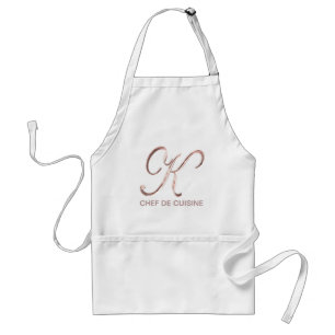Rosa guld- Monogram K Kock de Cuisine eller din Förkläde