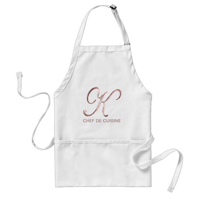 Rosa guld- Monogram K Kock de Cuisine eller din Förkläde (Framsidan)