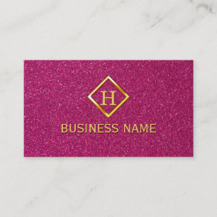 Rosa guld- Monogramvisitkort för lyxigt glitter Visitkort