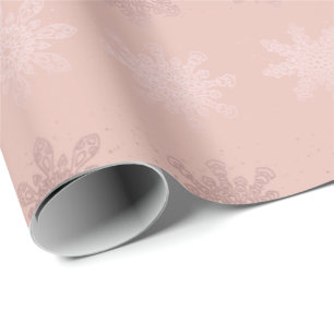 Rosa guld- mönster för elegant julsnowflake presentpapper