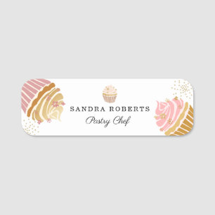 Rosa Guld Muffins Bakery Pastry Chef Namnbricka