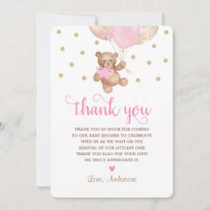 Rosa Guld Nalle Beary Mycket Baby Shower Tack Kort