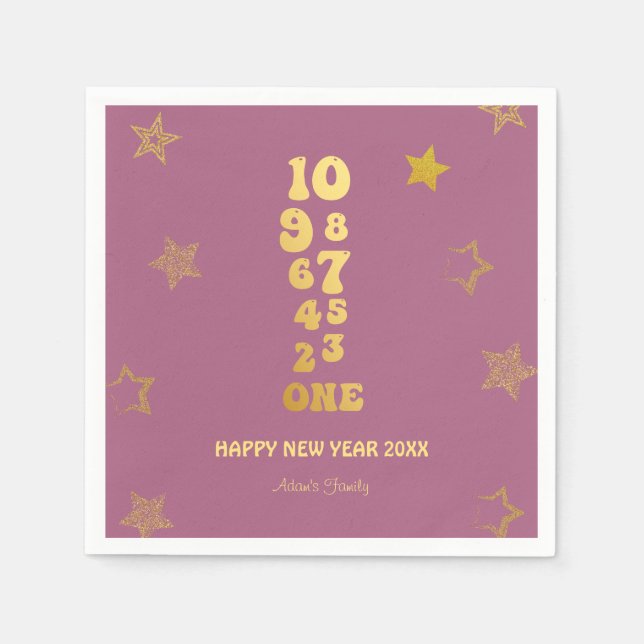 Rosa Guld Nyårsafton Party Pappersservett (Framsidan)