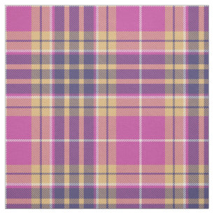 Rosa, guld och blå tartan tyg