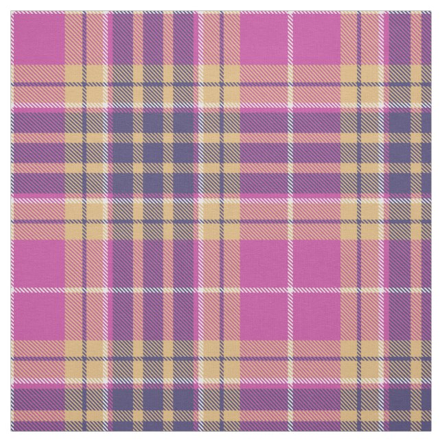 Rosa, guld och blå tartan tyg (Provkarta)