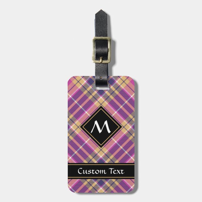 Rosa, Guld och Blue Tartan Bagagebricka (Vertikal Framsida)