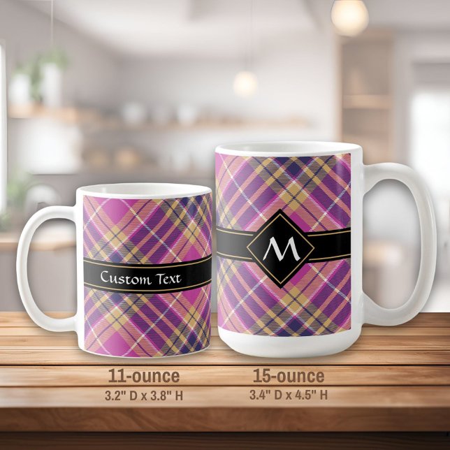 Rosa, Guld och Blue Tartan Kaffemugg (Skapare uppladdad)