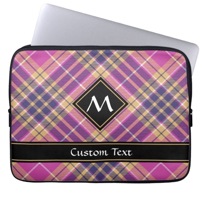 Rosa, Guld och Blue Tartan Laptop Fodral (Framsidan)