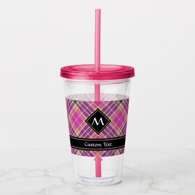 Rosa, Guld och Blue Tartan Take Away Mugg (Framsida)