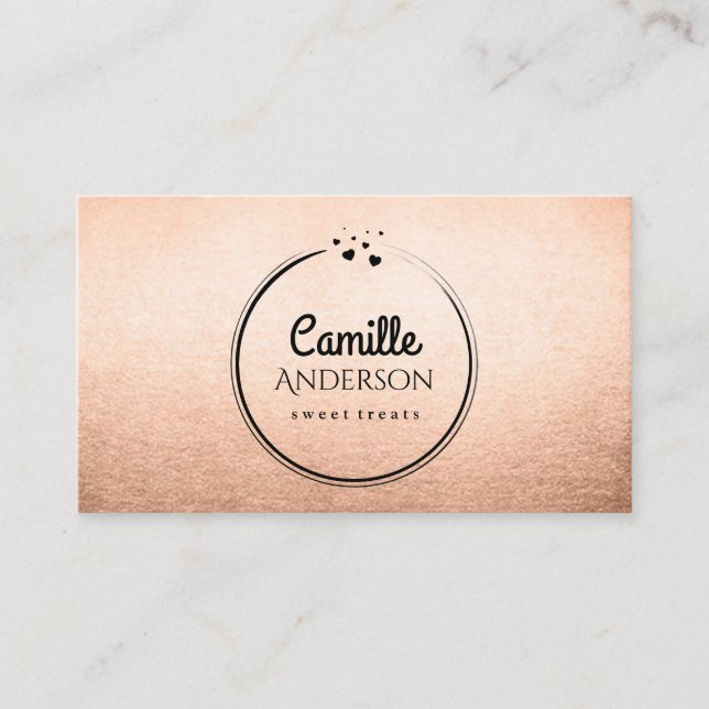 Rosa guld- och för svartfesttillverkare visitkort (Framsida)