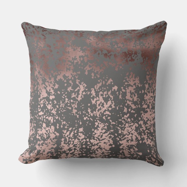 rosa guld- och grå färgpenseldrag för elegant faux kudde (Framsida)