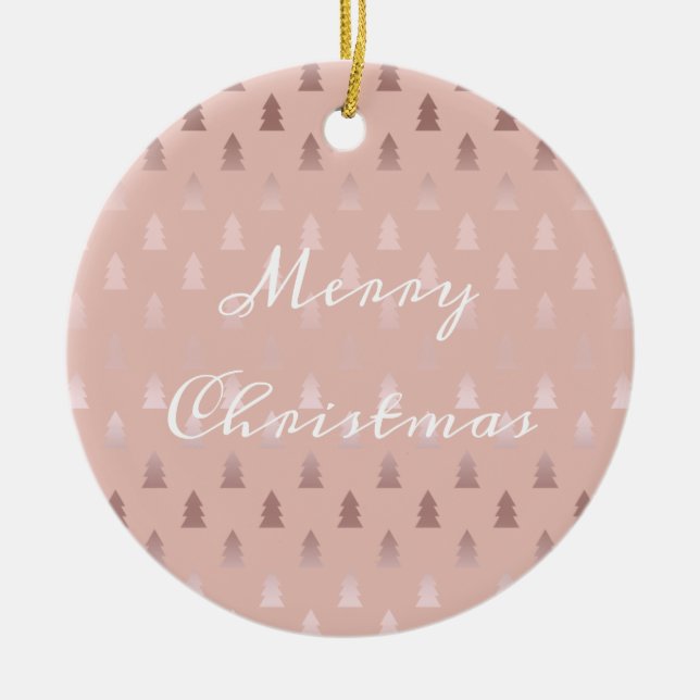 Rosa guld- och rosajulgranmönster för elegant julgransprydnad keramik (Framsidan)