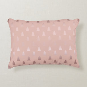 Rosa guld- och rosajulgranmönster för elegant prydnadskudde