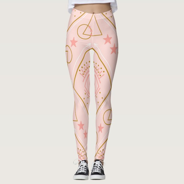 Rosa Guld Ögon: Geometrisk sömlös design Leggings (Framsida)