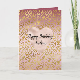 Rosa Guld Ombre Leopard Skriv ut Kort