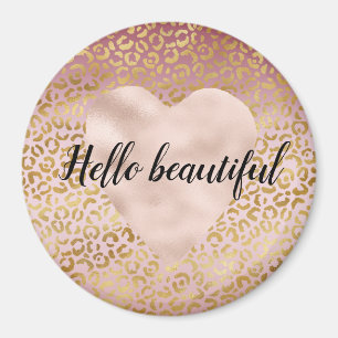 Rosa Guld Ombre Leopard Skriv ut Magnet