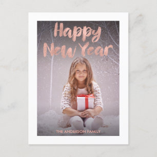 Rosa guld omkullkastar gott nytt år fotovykortet helg vykort