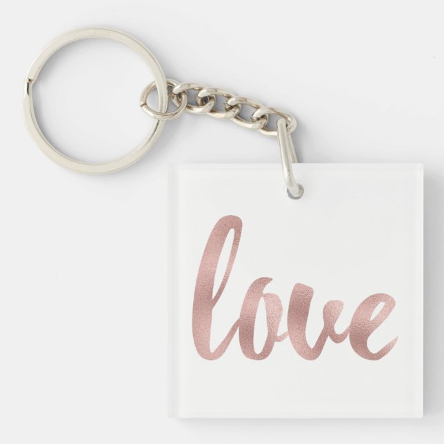 Rosa guld omkullkastar kärlekkeychain (Framsidan)