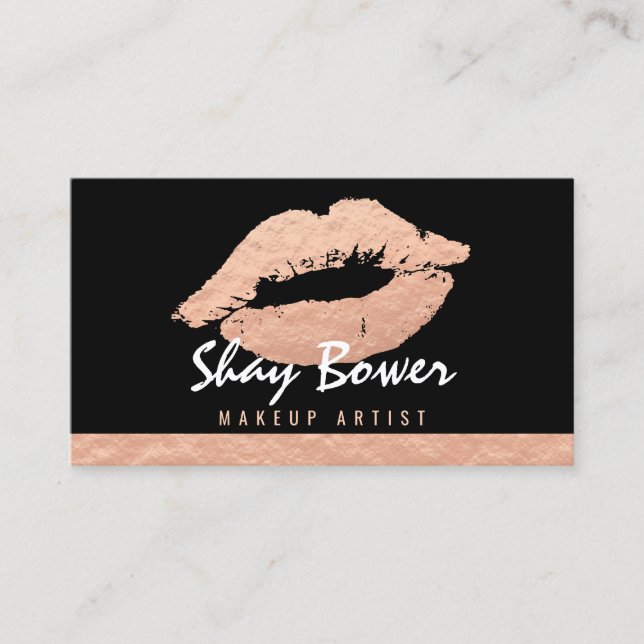 Rosa guld omkullkastar LookMakeupkonstnären Visitkort (Framsida)