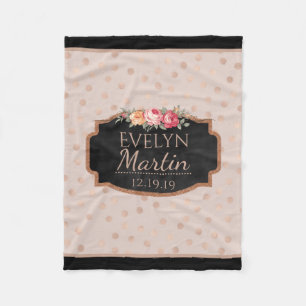 Rosa guld omkullkastar pricker Monogrammed Fleecefilt