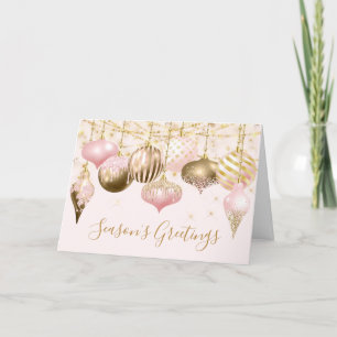 Rosa Guld Ornament Business Helgdag Card Helgkort