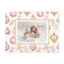 Rosa Guld Ornament Fotojulkort