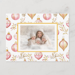 Rosa Guld Ornament Fotojulkort Helg Vykort