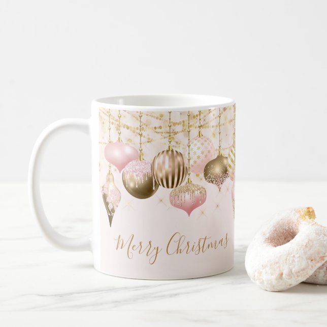  Rosa Guld Ornament Kaffemugg (Med munk)