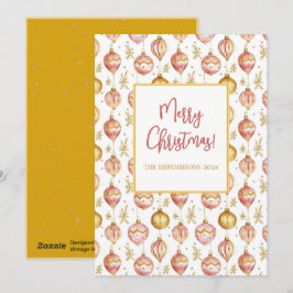 Rosa Guld Ornament Vintage jul Julkort