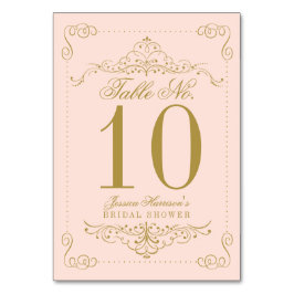  Rosa & Guld Ornate Swirl-Möhippa Bordsnummer