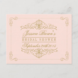  Rosa Guld Ornate Swirl Möhippa Recept Inbjudan Vykort